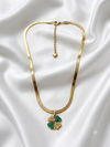 Herringbone Four-Leaf Clover Pendant Necklace