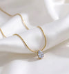 Teardrop Solitaire Crystal Pendant Necklace