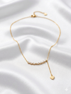 Elegant Triangle Crystal Accents with Heart Charm Necklace