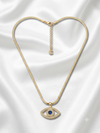 Sapphire Blue Crystal in Evil Eye Pendant with Snack Chain Necklace