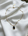 Midnight Square Pendant on Beaded Satellite Chain Necklace