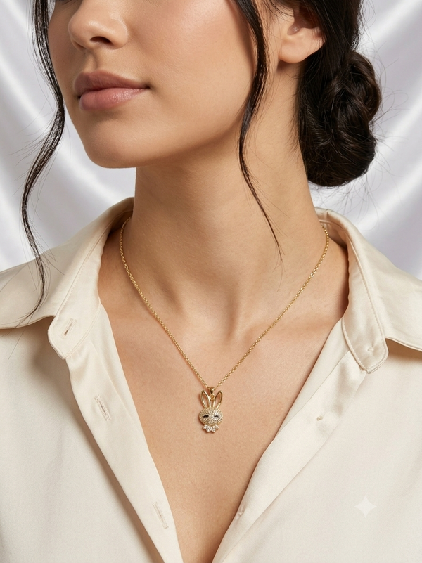 Sparkling Bunny Pendant Neckl