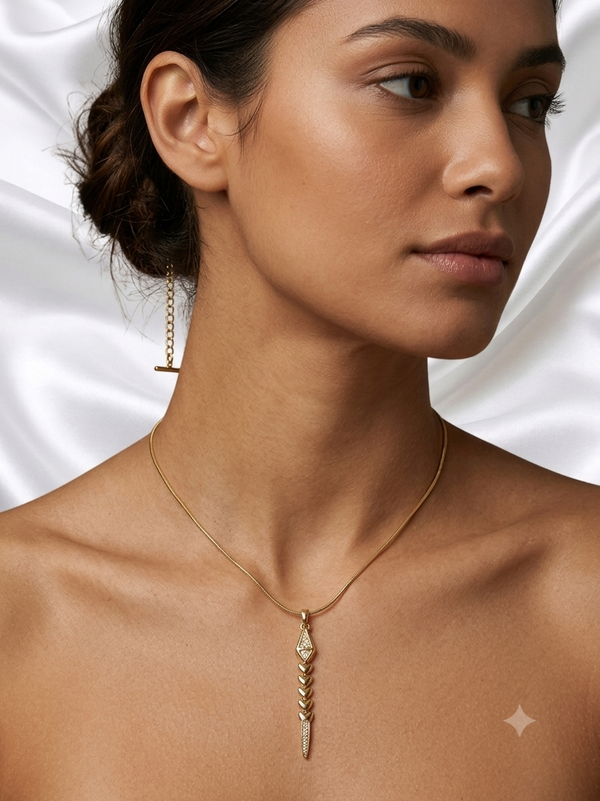 Geometric Heart Drop Pendant Necklace