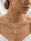 Celestial Olive Leaf & Mother of Pearl Evil Eye Pendant Necklace