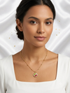 Enamel Cherry Pendant with Beaded Chain Necklace