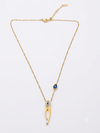 Lyra Evil Eye Necklace – Gold Abstract Tassel with Sapphire Blue Teardrop Charm