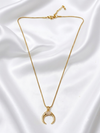 Gold Crescent Moon Pave Pendant Necklace