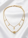 Celestial Layered with Star Charms Chain and Bead Pendant Chain Necklace