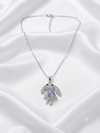 Playful Crystal Rabbit Pendant Necklace with Amethyst-Tone Gem