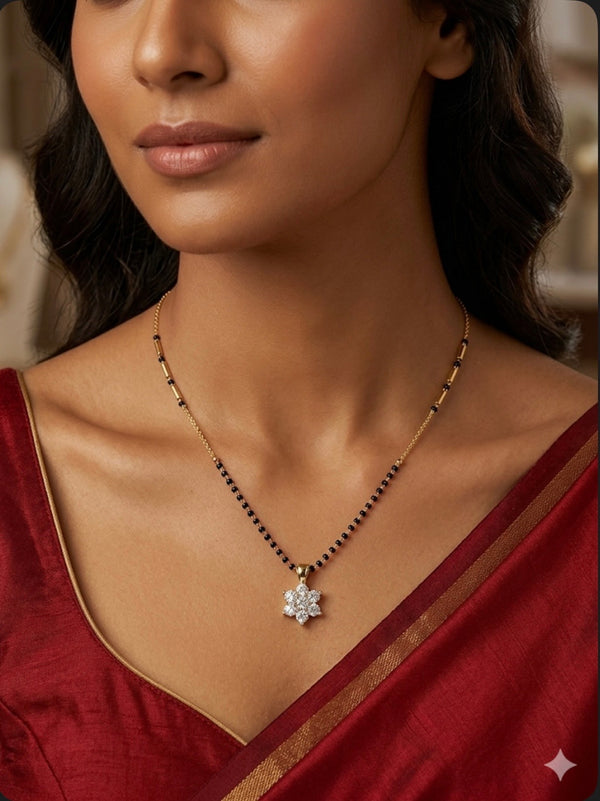 Elegant Floral American Diamond Mangalsutra
