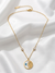 Celestial Olive Leaf & Mother of Pearl Evil Eye Pendant Necklace