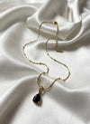 Midnight Teardrop Pendant on Beaded Satellite Chain Necklace