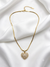 Rectangular and Round Crystal in Pave Heart Pendant Snack Chain Necklace