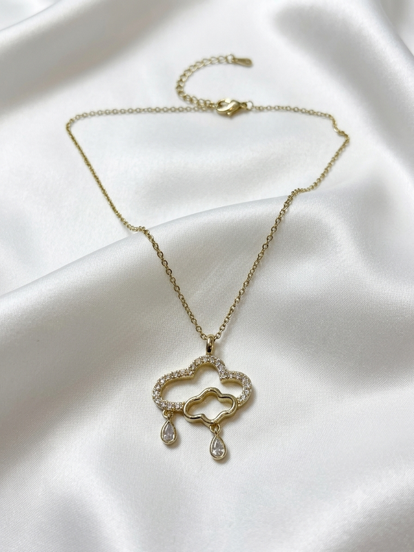 Sparkling Rain Cloud Pendant Necklace