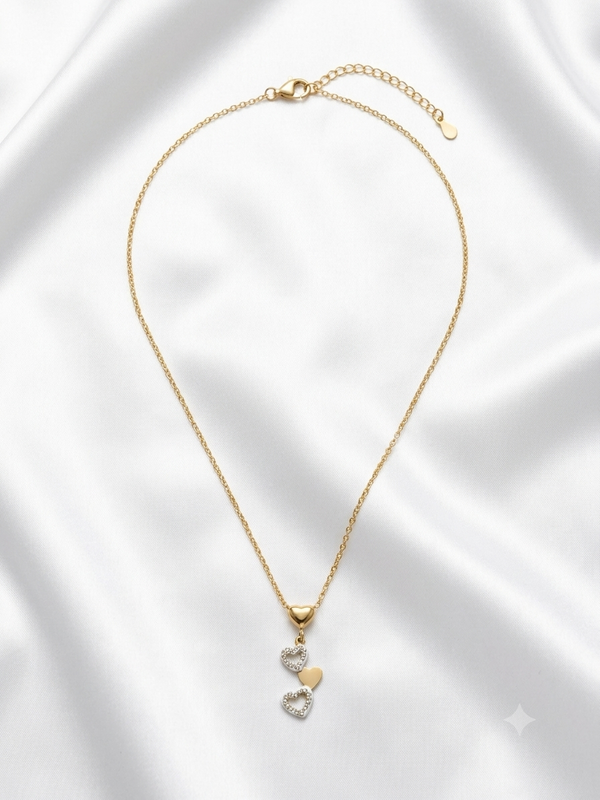 Triple Heart Dangle Pendant Necklace