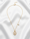 Clover Inside Lucky Heart Pendant Charm Necklace