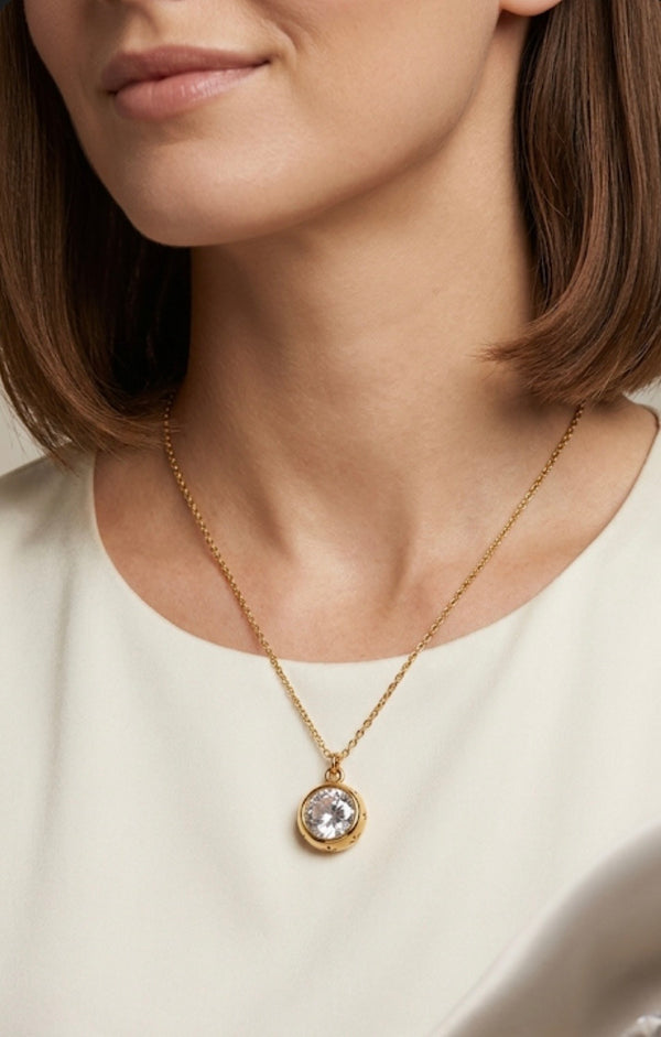 Radiant Solitaire Round-Cut Pendant Necklace