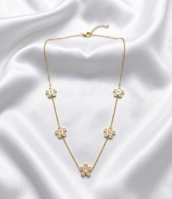 Aurelia Blossom Crystal Flower Station Necklace