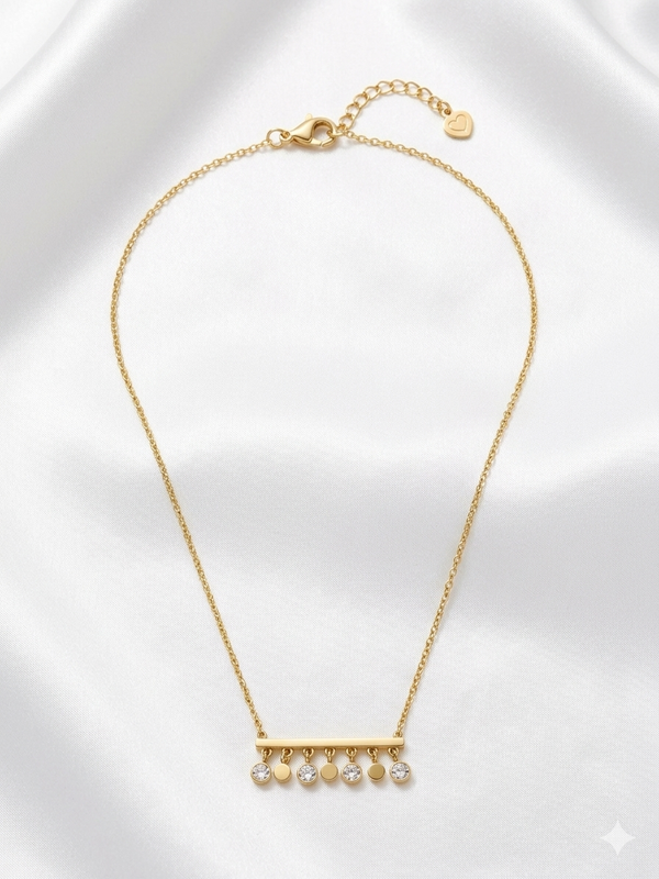 Dainty Bar with Dangle Crystal Necklace
