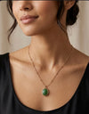 Vintage Inspired Oval Jade Pendant Necklace