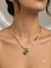 Herringbone Four-Leaf Clover Pendant Necklace