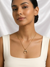 Gold Crescent Moon Pave Pendant Necklace