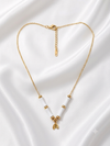 White Enamel Bead and Straw Charm Necklace