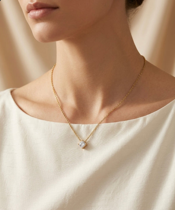 Princess-Cut Solitaire Necklace
