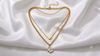Double Layered Sweetheart and Butterfly Pendant Necklace