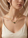 Emerald Heart Herringbone Chain Necklace