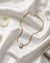 Golden Herringbone Rectangular-Cut Solitaire Crystal Pendant Necklace