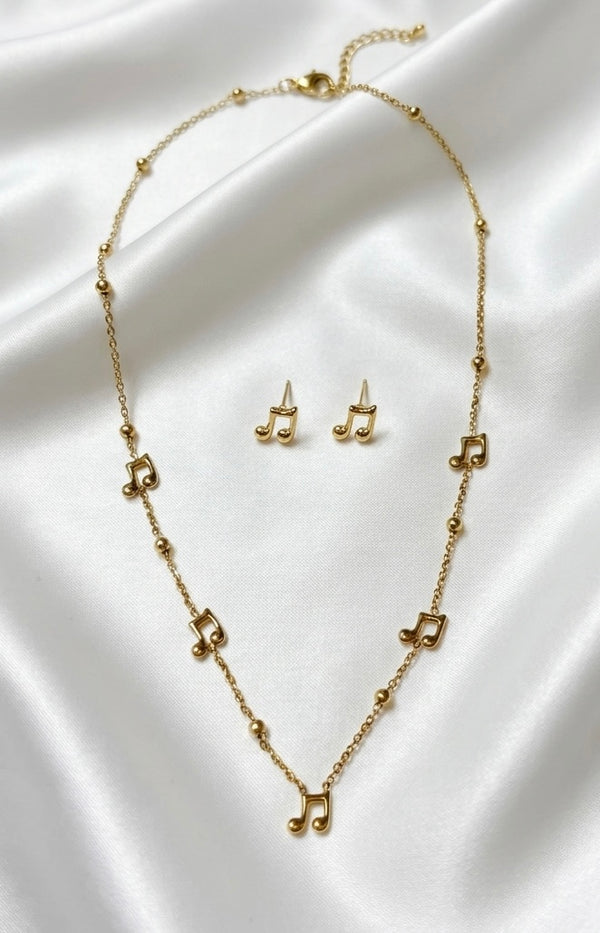 Musical Note Theme Station Necklace and Earrings