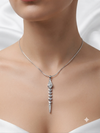Geometric Heart Drop Pendant Necklace Sterling Silver