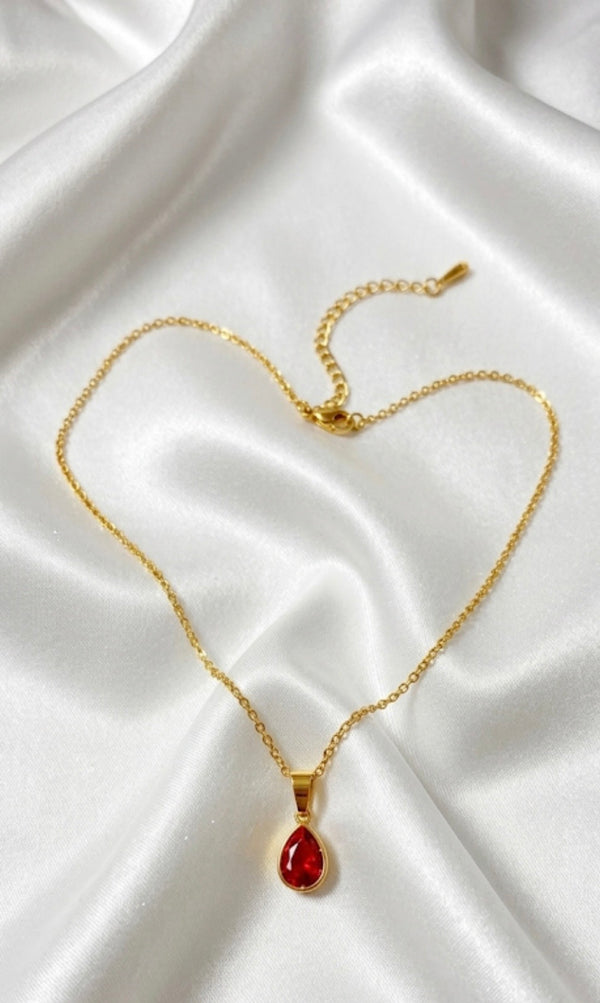 Teardrop Ruby Pendant Necklace