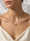 Crystal Stone Inside White Enamel Heart Pendant with Bead Accent Chain Necklace