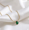 Teardrop Emerald Solitaire Pendant Necklace