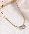 Teardrop Solitaire Crystal Pendant Necklace
