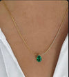 Teardrop Emerald Solitaire Pendant Necklace