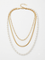 Athena Triple-Layered,Gold Snake Chain, Paperclip Chain & Oval Pearl Necklace