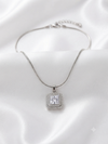 Elegant Radiant Square Halo Pendant Necklace