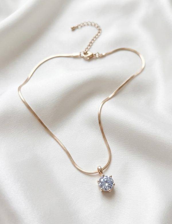 Bold Round-Cut Solitaire Crystal Pendant Necklace